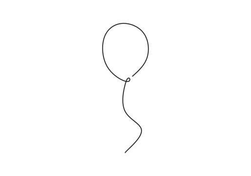 Continuous one single line of flying balloon isolated on white background.