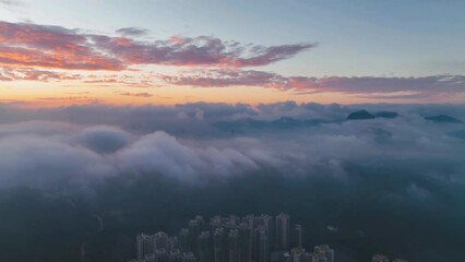 Canvas Print - aerial view of Hong Kong city from sky 