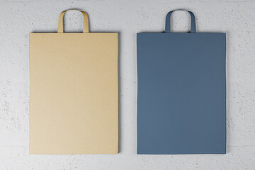 Poster - Empty paper bag on white background. Mock up place for your advertisement or logo. 3D Rendering.
