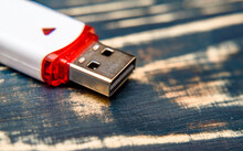 USB Flash Card With White Color Close-up
