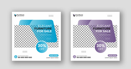 Business social media post square flyer furniture sale banner template