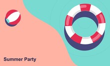 Summer Party Poster Design Template. Vector Illustration In Minimalistic Style.