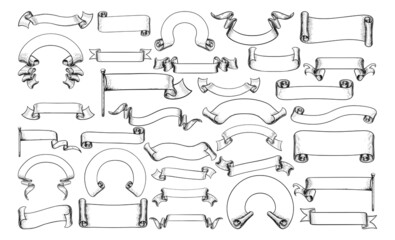 Wall Mural - scrolls vintage flag paper banners and ribbons
