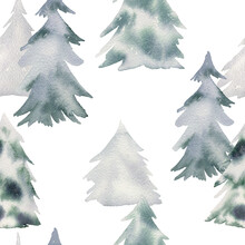 Seamless Winter Pattern With Trees.
