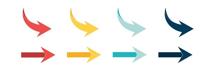 Wall Mural - arrow icon set. colored arrow symbols. arrow of different types. arrow isolated vector graphic eleme