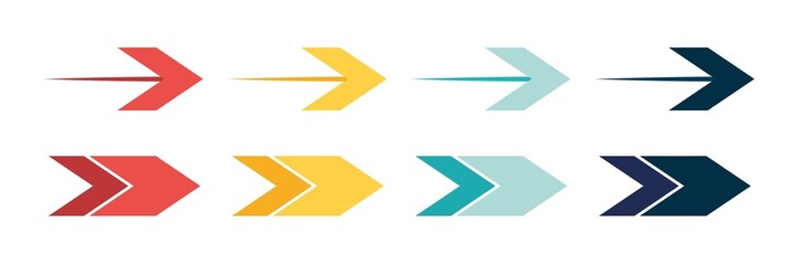 Wall Mural - arrow icon set. colored arrow symbols. arrow of different types. arrow isolated vector graphic eleme