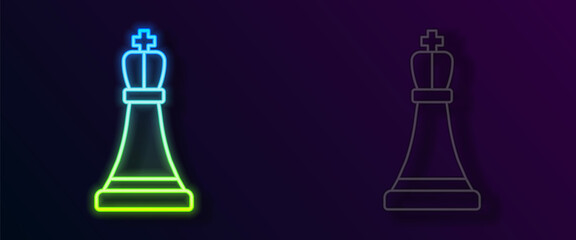 Sticker - Glowing neon line Chess icon isolated on black background. Business strategy. Game, management, finance. Vector