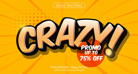 Leinwandbilder - Creative 3d text Crazy promo editable style effect template