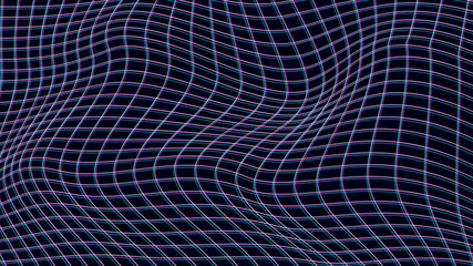 Poster - Abstract distorted wireframe wave. Vector curve surface background. Technology grid pattern. Blue mesh wave.