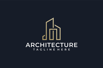 Wall Mural - Architecture company building real estate logo design vector