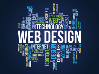 Web design word cloud template. Creative concept vector background.