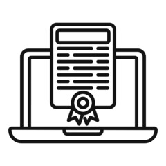 Poster - laptop education icon outline vector. online graduation