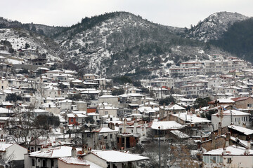 Old City of Mentese Mugla, Turkey With Snow