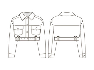 Wall Mural - Fashion technical drawing of oversized denim jacket