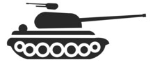 Tank Icon. Army Force Combat Vehicle With Gun