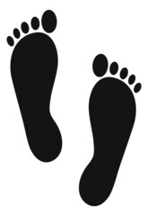 Canvas Print - Footprint icon. Bare foot silhouette. Human step mark