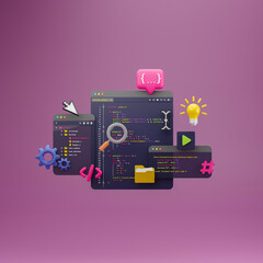 Wall Mural - programmer developer typing script source languages coding symbols icon development project data pro