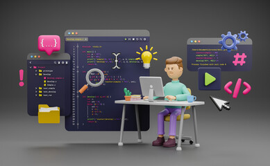 programmer developer typing script source languages coding symbols icon development project data pro