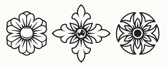 Wall Mural - black and white decorative symbols set