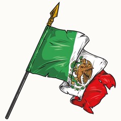 Canvas Print - Colorful Mexican flag with eagle