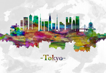 Fototapete - Tokyo Japan skyline