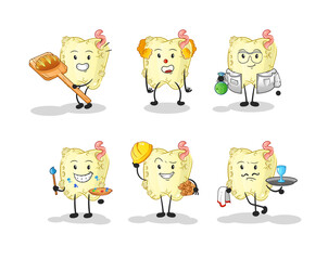 Sticker - tooth decay profession set character. cartoon mascot vector