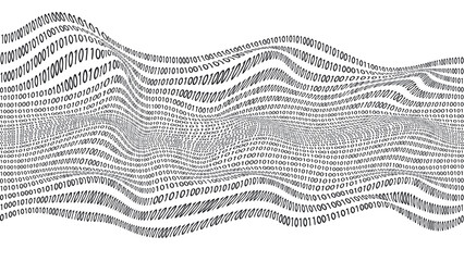 Fototapete - Big data futuristic design . Digital visualization . Particles stream . Binary background . Technology information concept. Flow lines . Vector