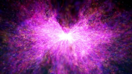 Poster - Shockwave Explosion Background Fx Loop/ 4k animation of an abstract shockwave explosion background loop with fractal particles shining and depth of field  