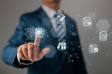 Leinwandbilder - Managing documents and data in a business or internet technology.