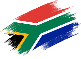 south africa flag with brush paint textured isolated on png or transparent background,symbol of sout