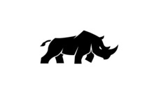 Creative Black Rhinoceros Logo Design Vector Symbol Illustration