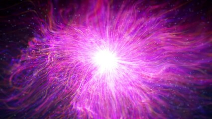 Poster - Shockwave Explosion Background Fx Loop/ 4k animation of an abstract shockwave explosion background loop with fractal particles shining and depth of field  