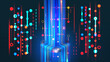 © Siarhei - Cyber hi-tech. Futuristic Big data stream. Motion of digital data flow. Data transmission channel 3D illustration. Business analytics presentation
