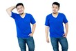 © Igunt - close up of man in blank V-neck short sleeve blue