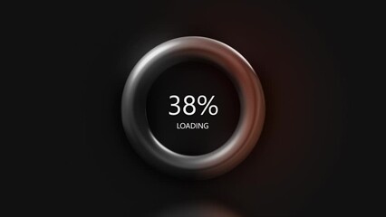 Poster - Abstract metal grey ring filling with color and growing percentage. Motion. Futuristic background with a circle with light and pulsation.