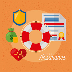 Sticker - five insurance services icons