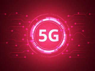 Poster - 2d rendering 5G Network 5G Connection with background
