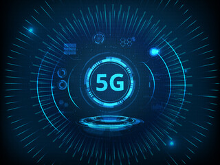 Poster - 2d rendering 5G Network 5G Connection with background
