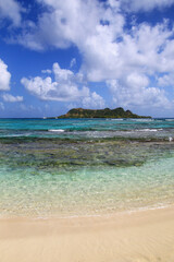 Wall Mural - Coastline of White Island with Saline Island in the distance, Grenada.