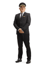 Full length portrait of a chauffeur in a uniform posing