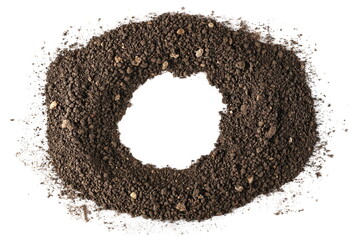 Wall Mural - Pile of soil isolated on white, top view
