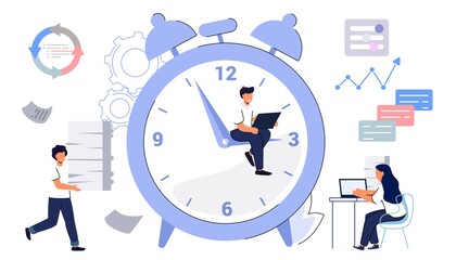Wall Mural - Workflow automation Workforce organization and management Business growth ways abstract concept vector illustration Project leadership Waterfall and agile Development team Productivity software
