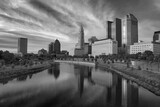 Fototapeta  - Downtown Columbus Ohio skyline in black and white