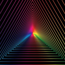Rainbow Triangle Tunnel On Black Background. Vector Illustration.
