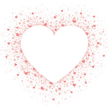 A Pink Glitter Confetti Heart With Copyspace On White
