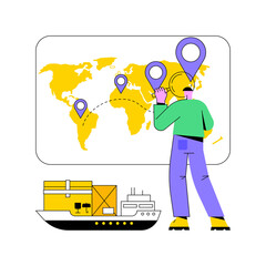 Poster - ship tracking abstract concept vector illustration. ship number, maritime vessel identification, fin