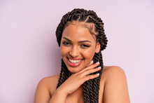 Afro Black Woman With Braids Close Up. Beauty Concept