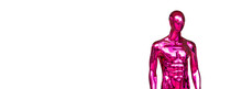 Pink Metallic Female Mannequin With Empty Space For Text On White Background. Sale And Discounts Concept. Fashion Women.