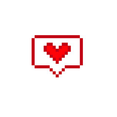 Poster - pixel  heart icon vector Chat symbol with heart vector