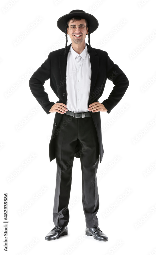 Hasidic Jewish man on white background